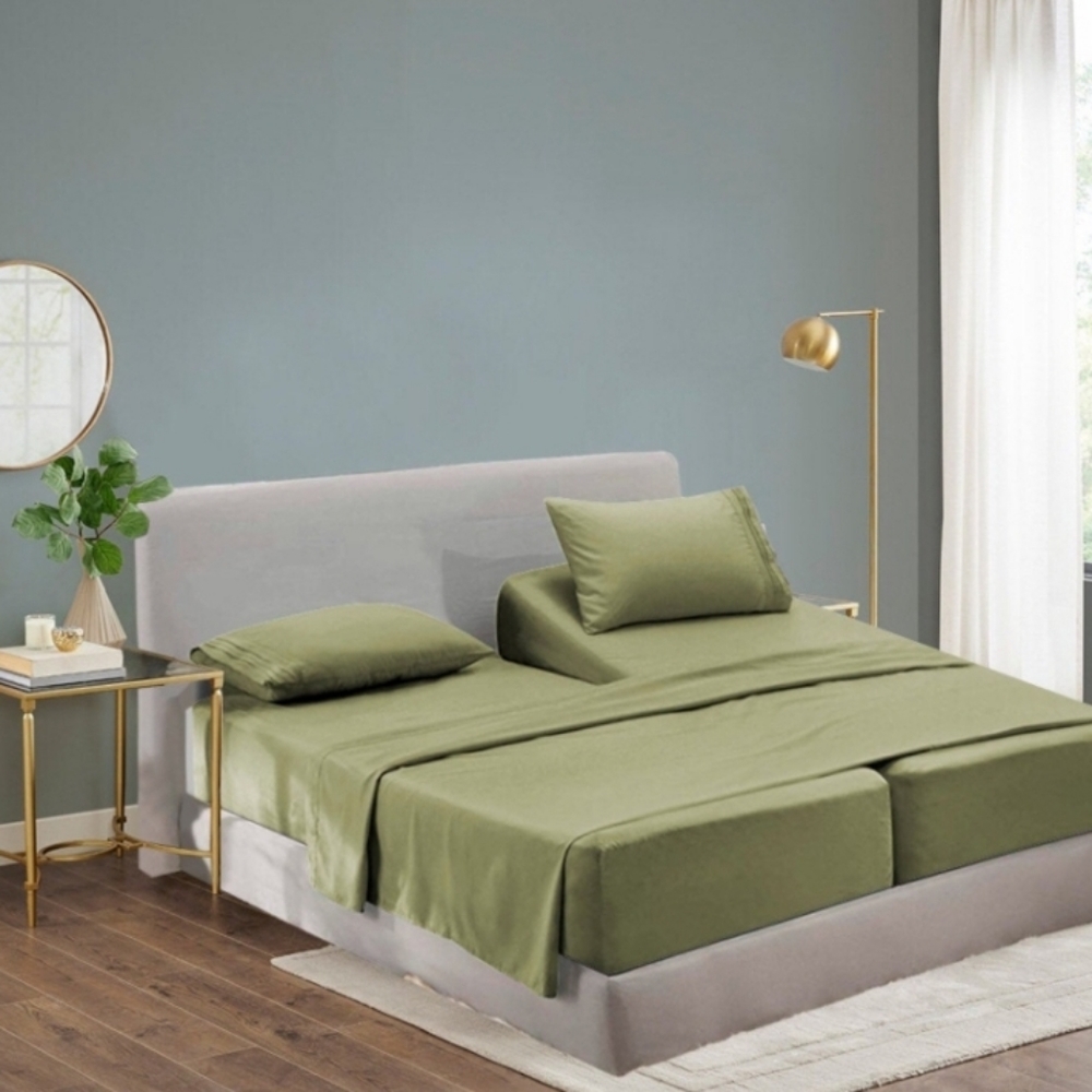 Cool Bamboo Sheet Set - Split King size-Sage Green